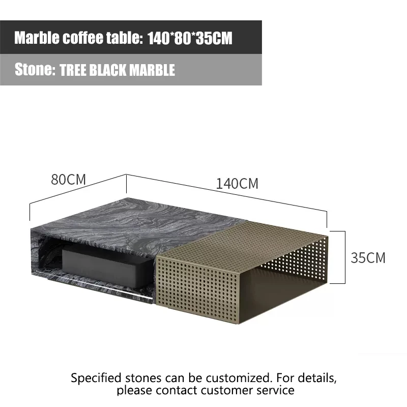 Chinese Supplier Luxury Stone Top Marble Coffee Tables Living Room Rectangle Metal Coffee Table