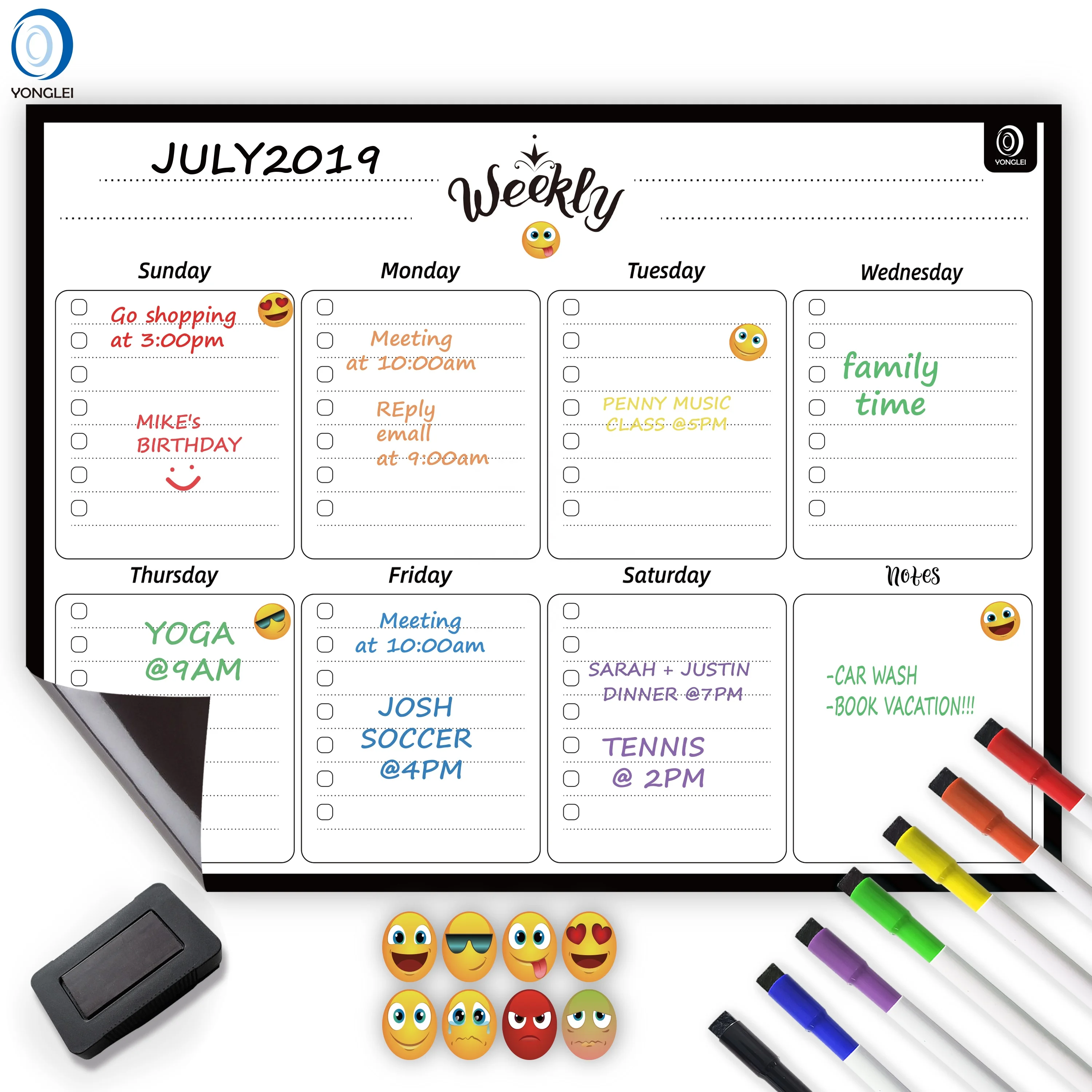 10.9-2 Nanotechnology dry erase weekly magnetic calendar week planner magnet week fridge