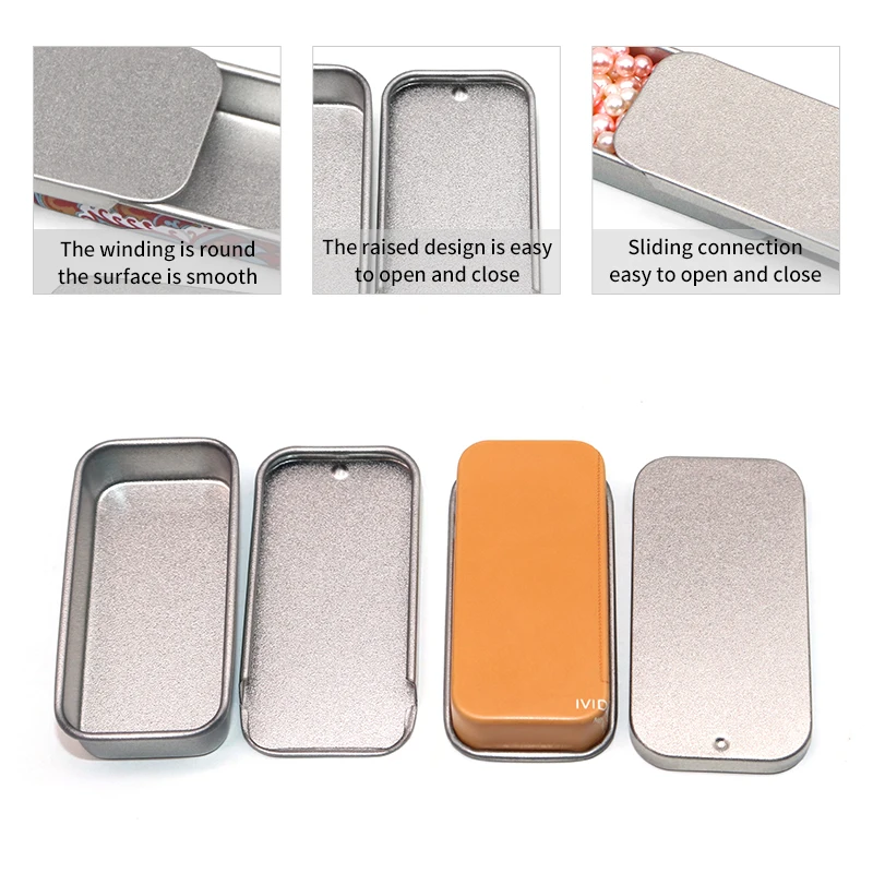 High Quality Food Grade Mint Candy Chew Gum Metal Slide Tin Box Custom Printed Mini Sliding Tin Box For Lip Balm Solid Perfume