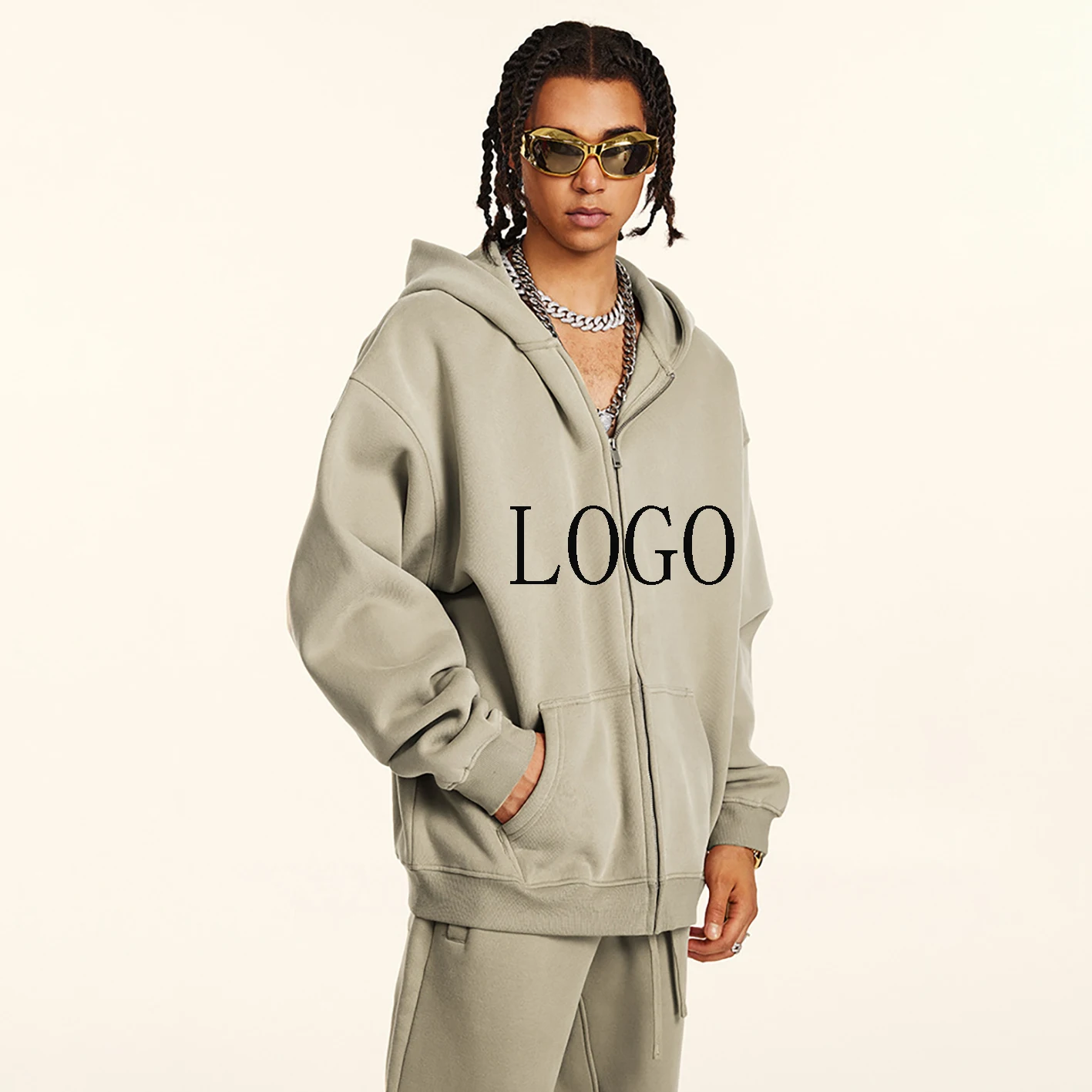 345gsm Zip Up Hoodie Jacket Custom Logo Hoodie Jacket With Zipper For Men Tech Fleece Hoodie