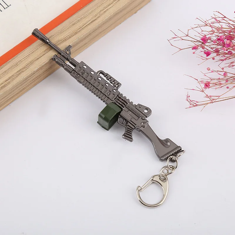 2024 Exquisite Mini Gun Model Solar Keychain Metal Fans Key Ring Toy Gift