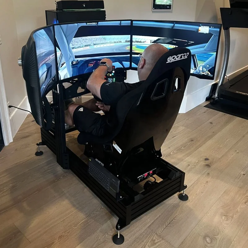 SIMORREAL Aluminium Simulator Cockpit 45 degree comfortable professional sim racing rig cockpit
