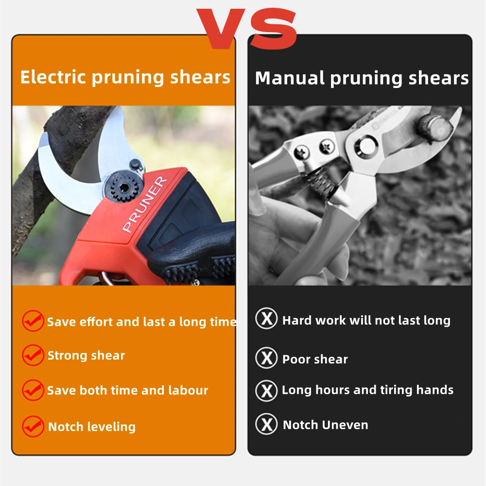 21V Cordless Pruners Electric Tree Pruning Scissor 25mm SK5 Garden Shears Thick Branch Shear Portable Fruit Tree Pruning Shears