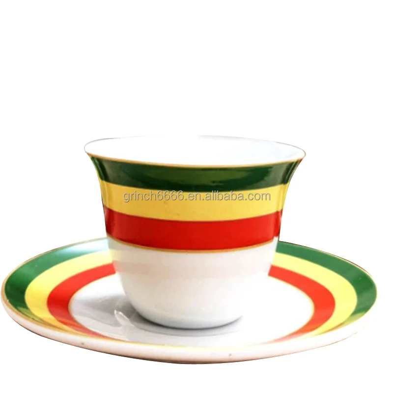 Fine Porcelain 85ml Ethiopian Eritrean Cawa Cup Set Without Handle Stock Coffee Set Ethiopian Coffee Cups Set cups and  saucers