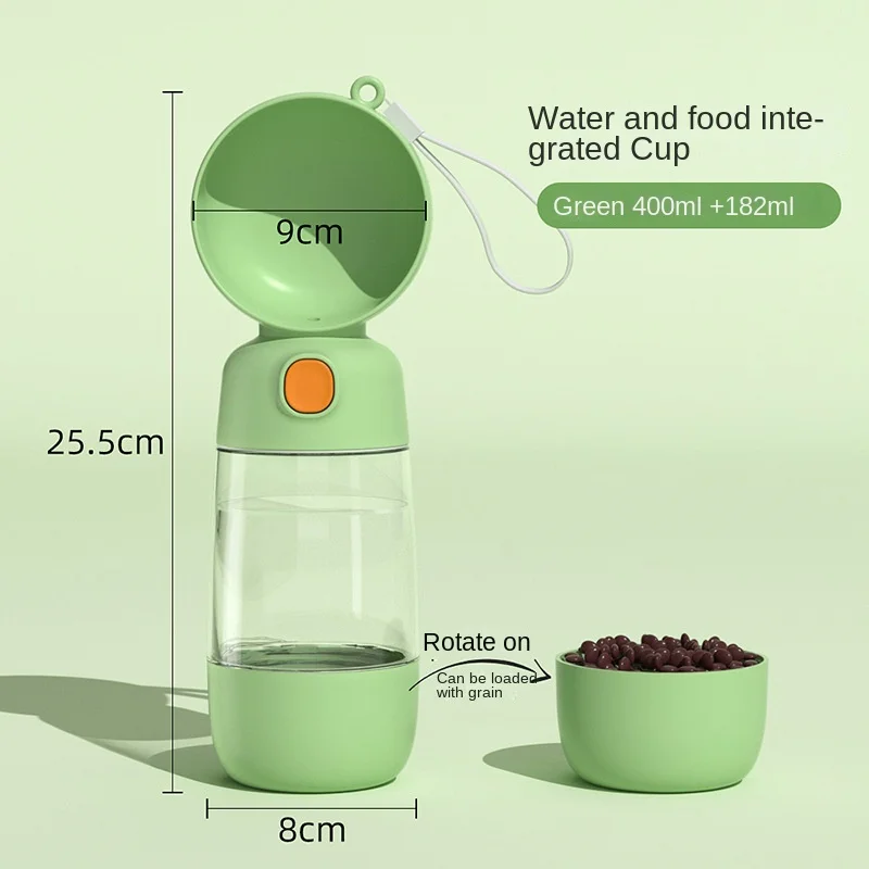 Hot Selling Outdoor Food Grade PP Leak-proof Dog Grain Dispenser Pet Travel Water Bottle 3 in 1 and