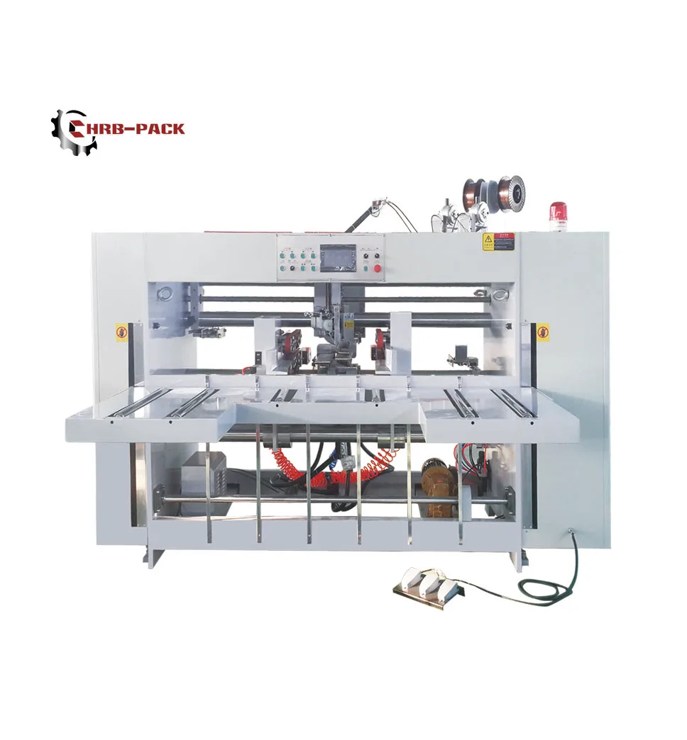 HRB PACK Semi Automatic Double Piece Stitching Corrugated Carton Box Making Machine
