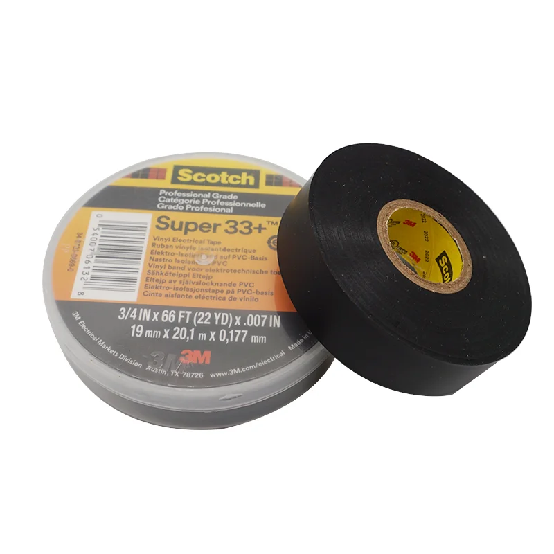 Factory Custom Rubber Hot Melt Insulation Electrical Tape Scotland Super 33 + PVC 0.18mm Black Adhesive