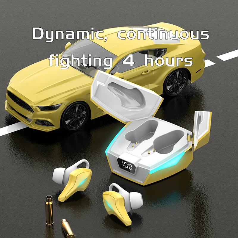 BT5.3 Racing Car Shape Gaming Headset with Wings Long Standby Earbuds Waterproof Gaming Headphone Tws Low Latency Earphones