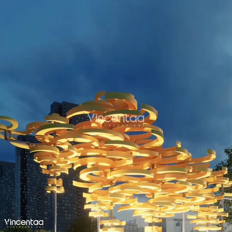 Vincentaa Modern Art Yellow Spiral Art Sculpture Public Square Park Art Sculpture