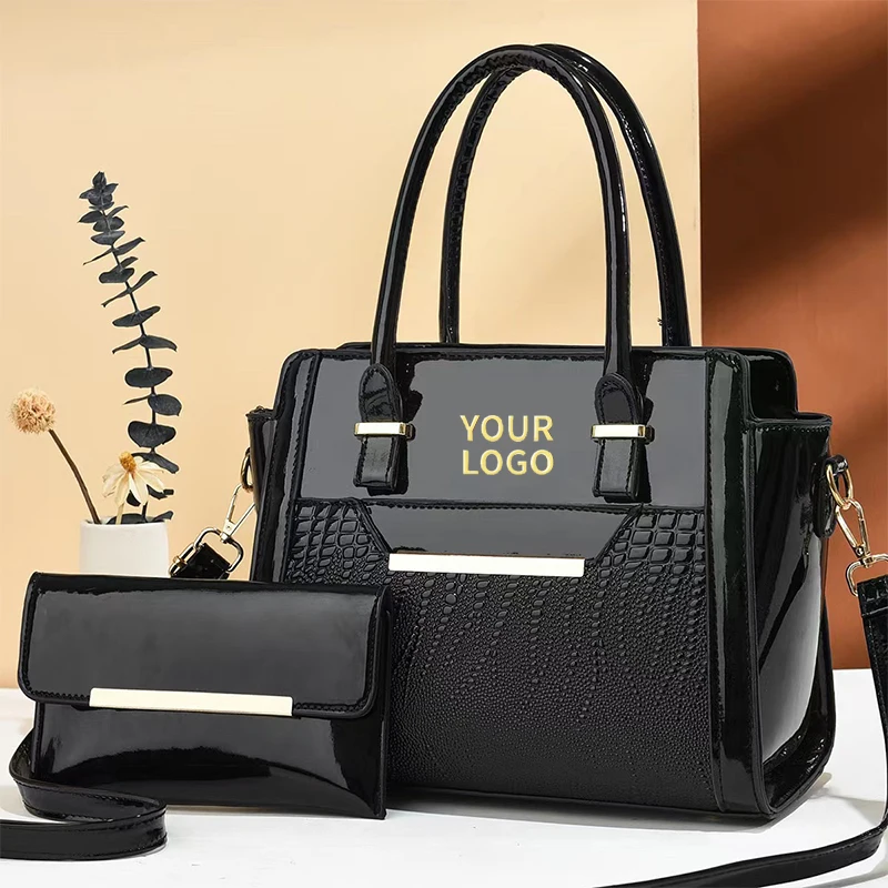 2024 New Arrivals Custom Tote Bags Pu Leather Hand Bags Designer Purse Ladies Handbags For Women Luxury wallet 2 pieces set
