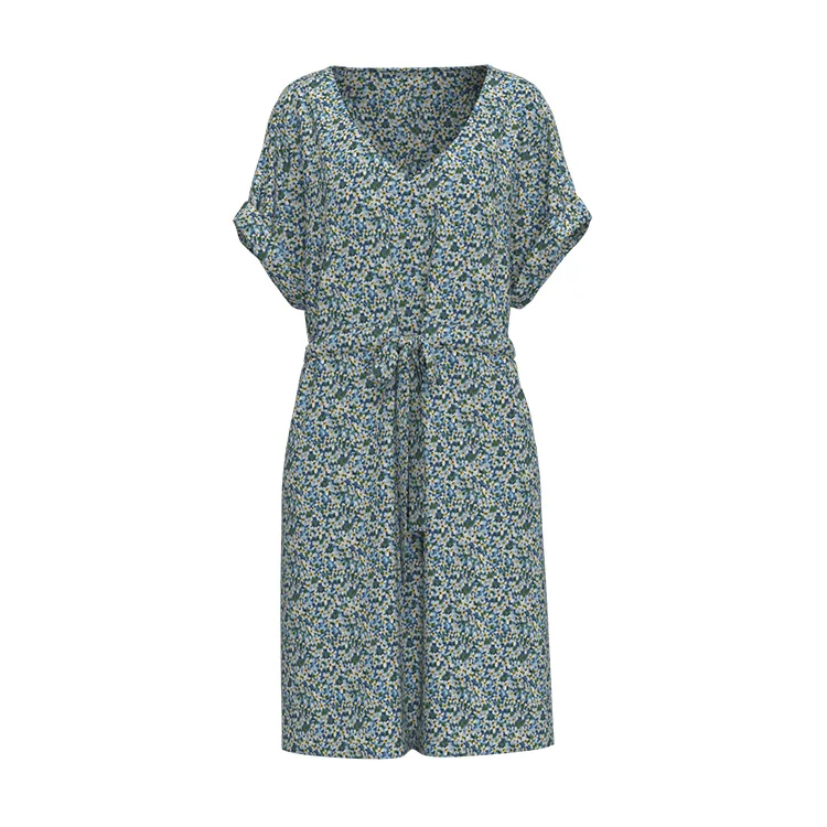 Ourun Summer Floral Printed Loose Ropa Long Sleeve Cheap Elegant Casual Dresses Women Casual Dress Ladies Lady  Lace