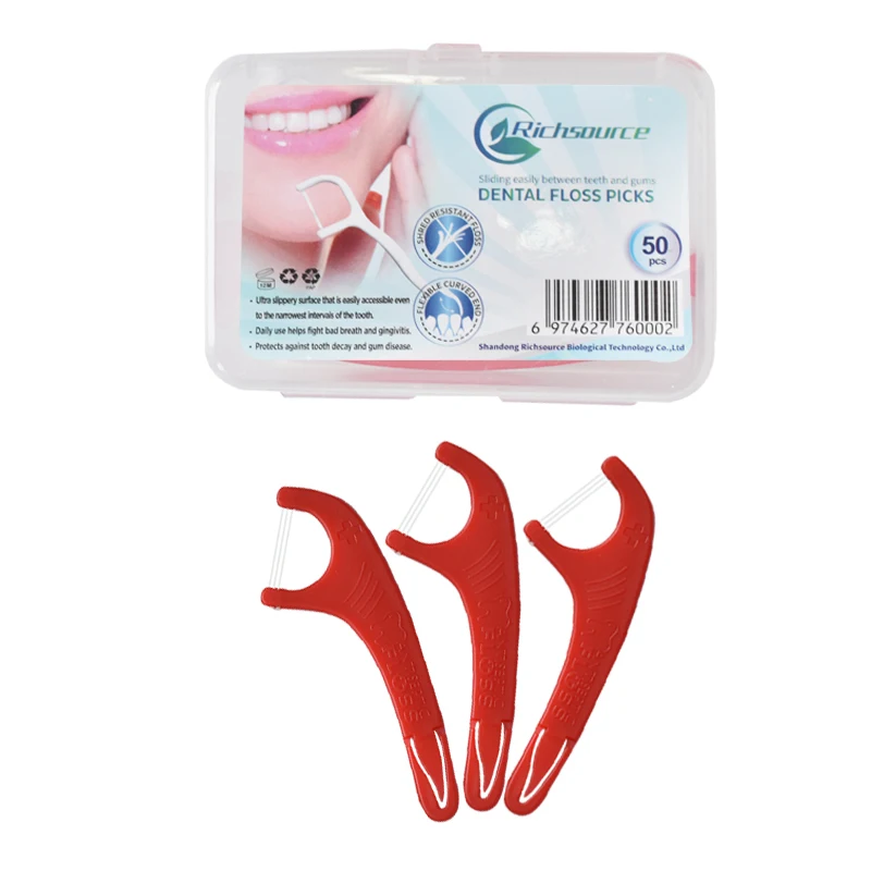 Factory Fresh Mint dental floss picks plastic bag box packaging 90 count dental floss flosser toothpicks with ODM OEM