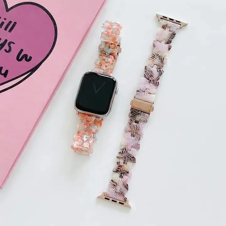 Fashion Women Butterfly Resin Bracelet bands for Apple Watch 38/40/41mm 42/44/45mm
