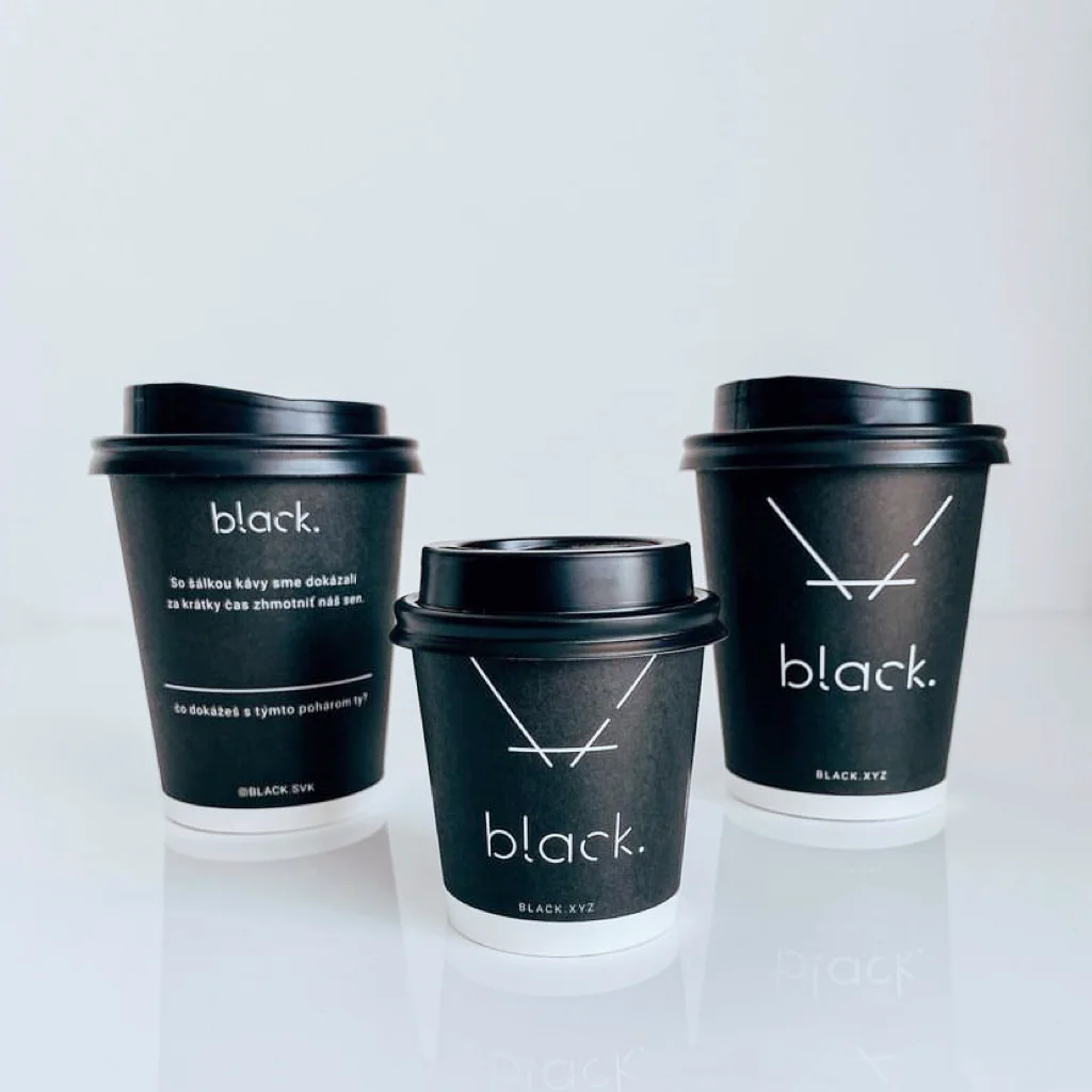 AT PACK 8Oz 12Oz 16Oz 20Oz Disposable Hot Drinks Coffee Paper Cup Disposable Coffee cup Matte Black Paper Cup With Lid