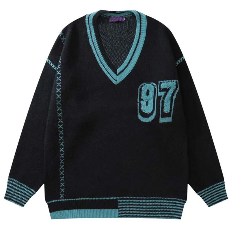 Casual Mans Sweater Pullover Men Long Sleeve Deep V Neck Solid Knitted Men Sweaters Streetwear Cashmere V neck Jumpers