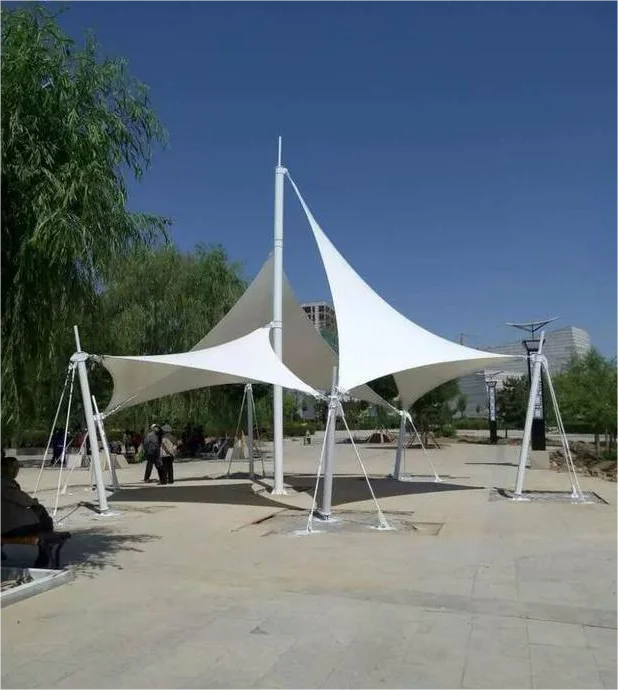 Outdoor PVDF coated fabric architectural sunshade tensile membrane structure tent