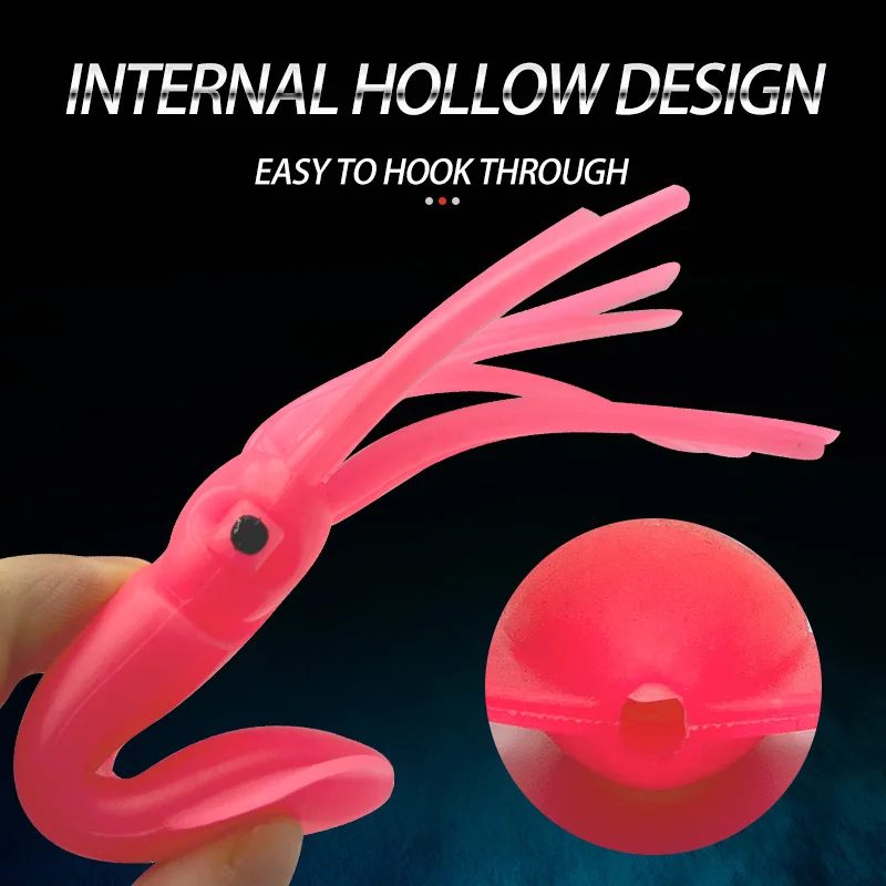 Fishing Soft Squid Lures Silicone Squid Trolling Jigs bait Accessories Luminous Artificial Saltwater Octopus Squid Skirt