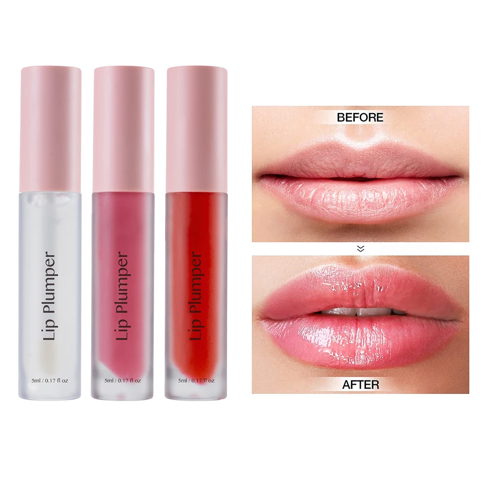 High Quality Custom Logo Nude Natural Hydrating Lipgloss Lipplumper Big Lip Plump Balm Plumper Capsaicin Capsules Plumping Gloss