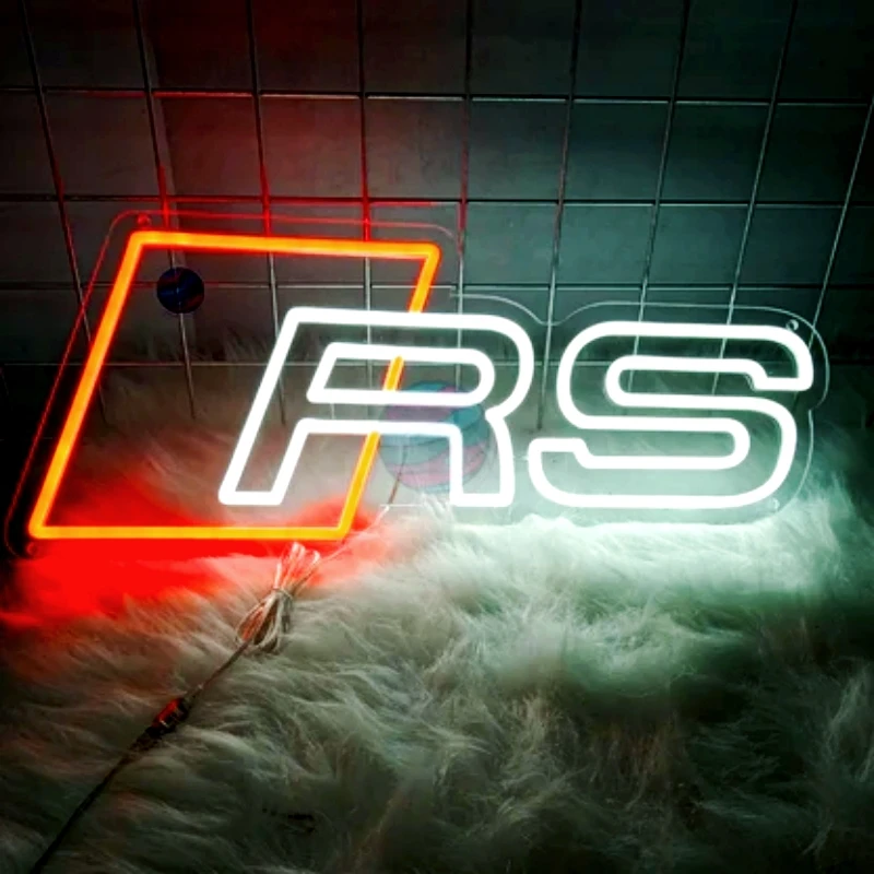 5V USB Powered Brightness Adjustable RS Custom Car logo Neon Sign with USB Dimmer for Garage 4S Store Decoration