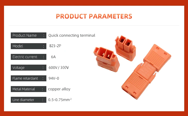 823-3P Wire Connector 3 way Fireproof High Current Terminal Block Quick Connecting Terminal Quick Wire Connector