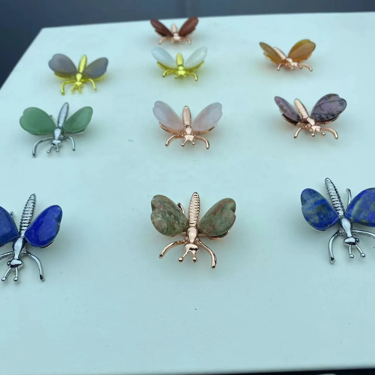 1.5 inch Natural Healing Gemstone Crystal Heart Butterfly Model Carving Crafts Crystal Butterfly For Home Decoration