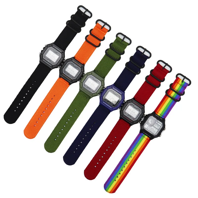18MM Sports Woven Nylon Soft Breathable Smart Watch Strap For Casio Watch SGW300