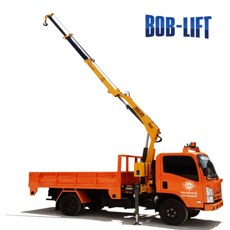 BOB-LIFT 3 Ton Folding Knuckle Hydraulic Boom Crane Drill Winch Basket New Truck Crane Featuring 8 Ton Rated Loading Capacity