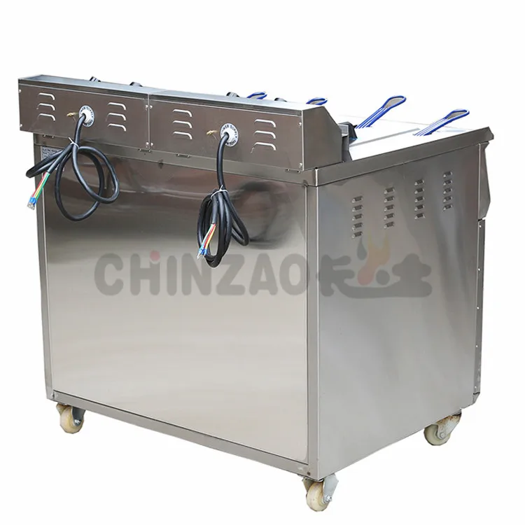 Коммерческая электрическая фритюрница для куриных чипсов с двойными резервуарами