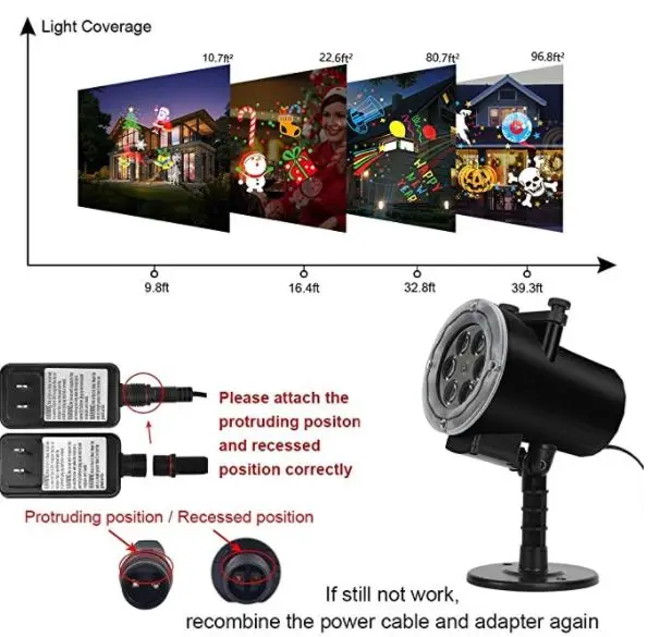 LED Snow Decoration Lights Outdoor Snowflake Laser Christmas Projector Lights 12pcs Slides Patterns Waterproof Project Lights