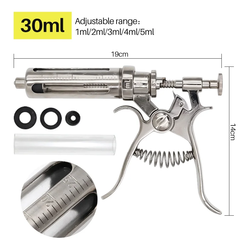 Animals  Veterinary Continuous Injection Automatic  Syringe Revolver Stainless Steel Vaccination Gun For Sale