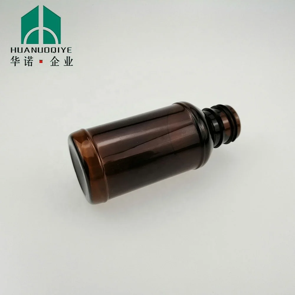 100ml Pet Plastic Cough Syrup Bottle with Measurement Cap Amber Liquid Medicine Bottles