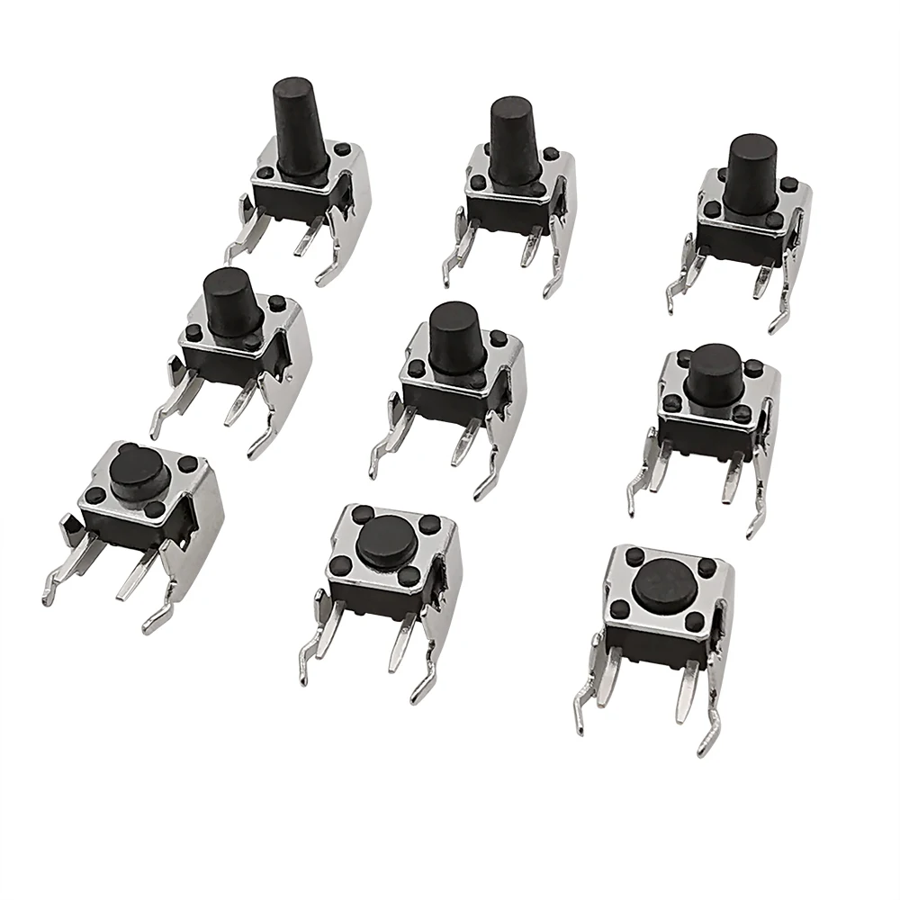 6x6 PCB Momentary Tactile Tact Push Button 4-Pin Self-reset Switch Right Angle With stent 6*6*4.3/4.5/5/6/7/7.5/8/9/10mm