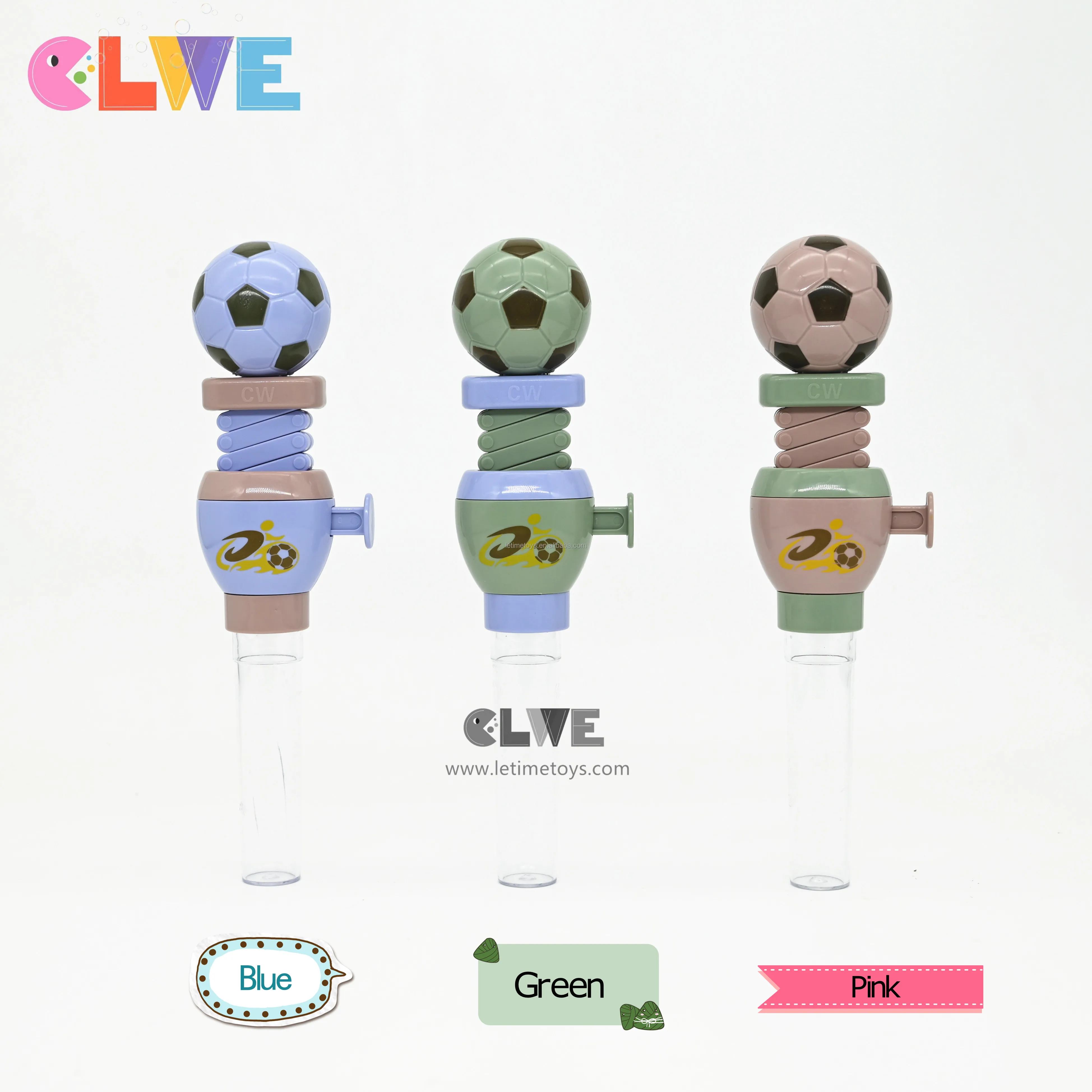 Parent kids interactive sport candy toy Telescopic Spring Manipulator soccer Toy candy novelty football sugar tube