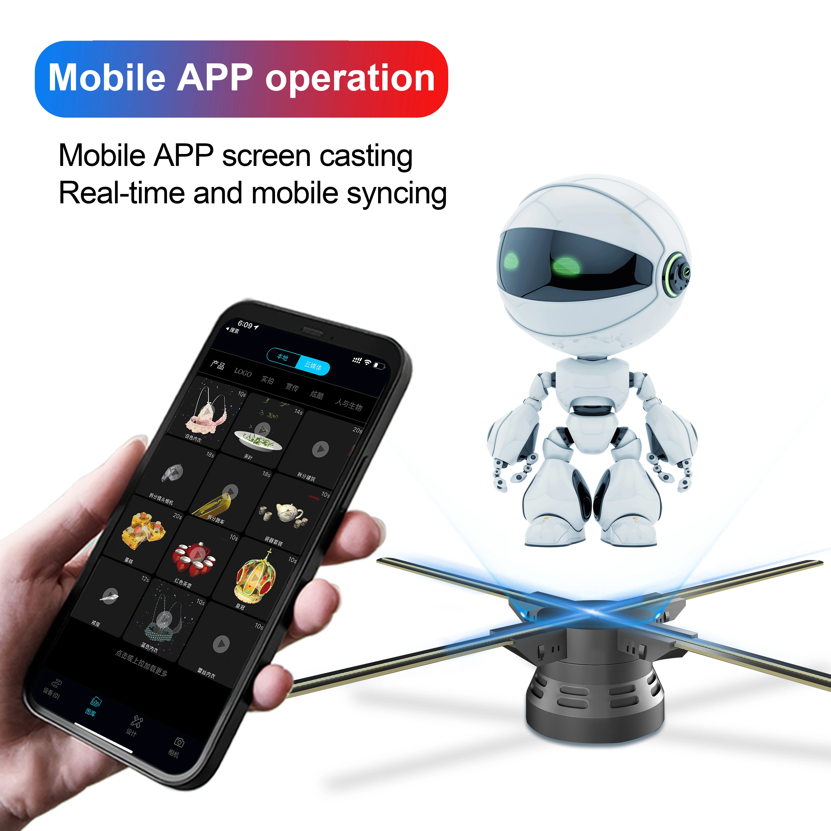 Advertising Playing Equipment Display 3d Hologram 65cm 70cm 100cm 3d Hologram 3d Holographic
