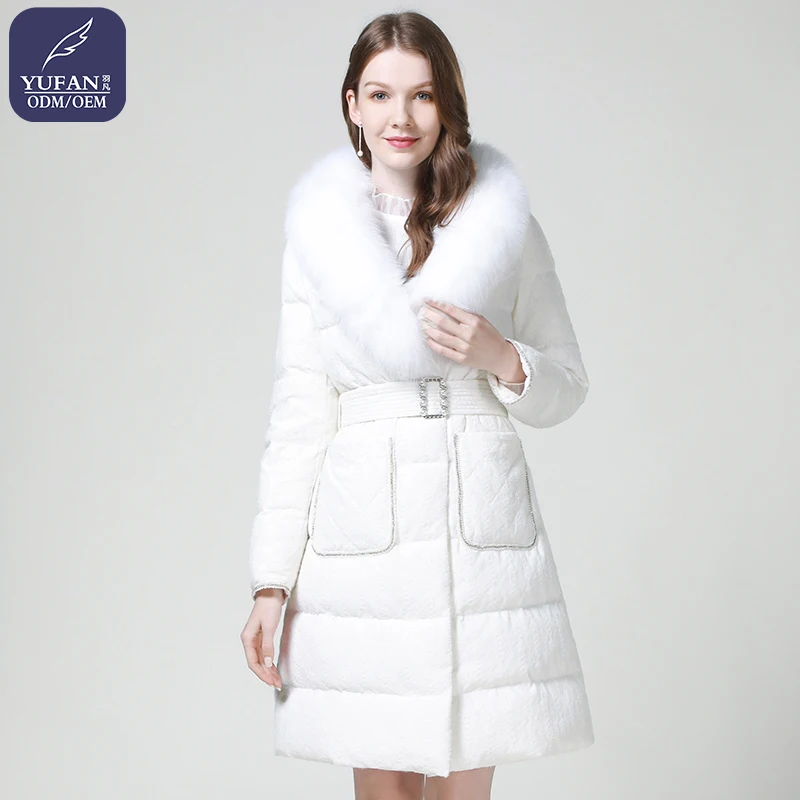 YuFan Big Hair Collar Button Down Jacket Simple Down Jacket Slim Waist Down Jacket Big Hair Collar Button Down Clothes