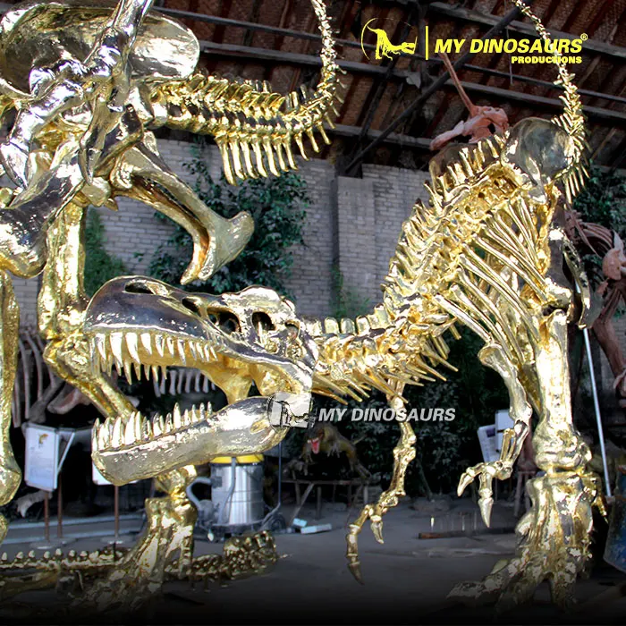 Z My Dino DS-033 Handmade Fiberglass T-Rex Dinosaur Gold Skeleton for Taking Picture