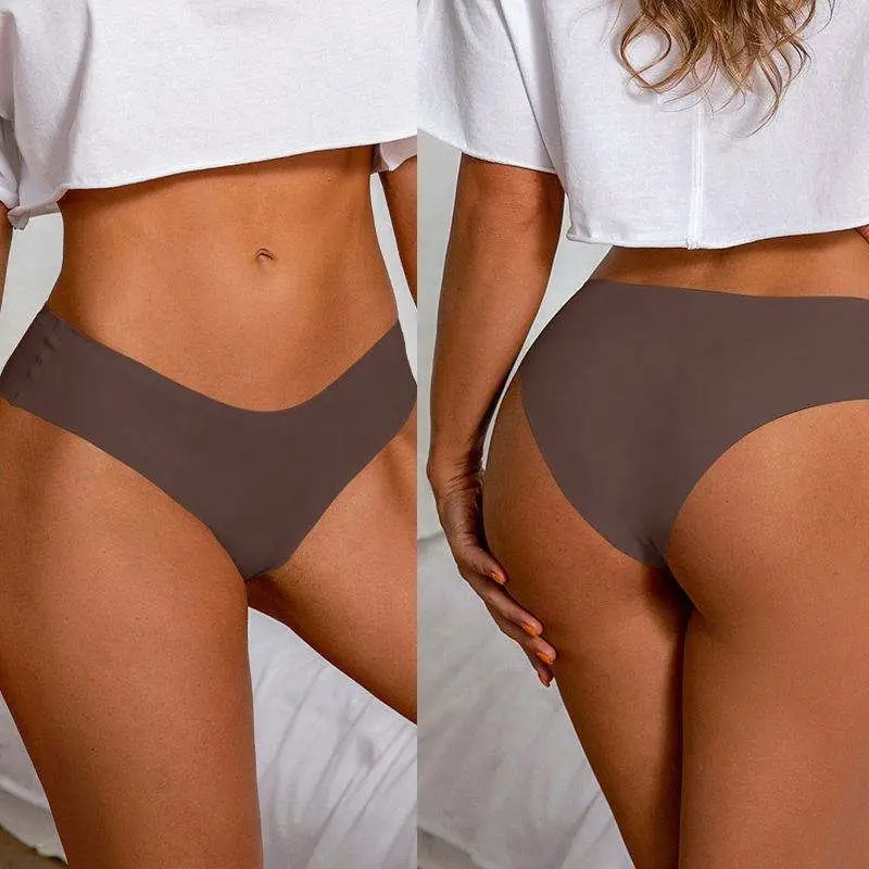 New trend Ruizi Low-Rise Plus Size Ice Silk One Piece Invisible Ultralight Snug-Fit Underwear Lady Seamless Panties