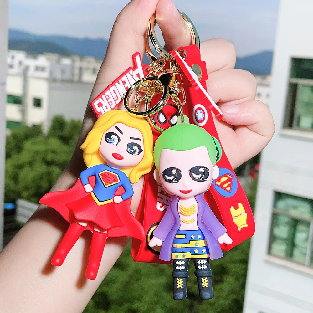 Wholesale hot selling 3D model PVC keychain cartoon suicide squad keychain superhero series keychain