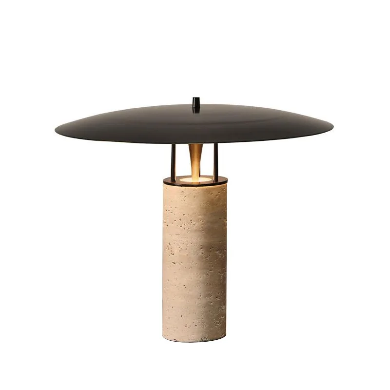 Nordic Home Designer Desk Lamp Nature Marble Wabi Sabi Yellow Stone Travertine Table Lamp For Living Room Villa Hotel Bedroom