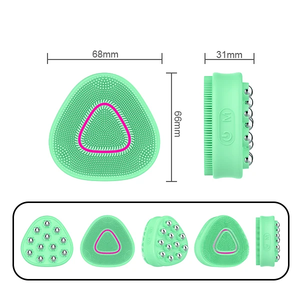 2024NEW Product Electric Silicone Face Cleansing Brush EMS 5Color LED Stainless ball roller face massager