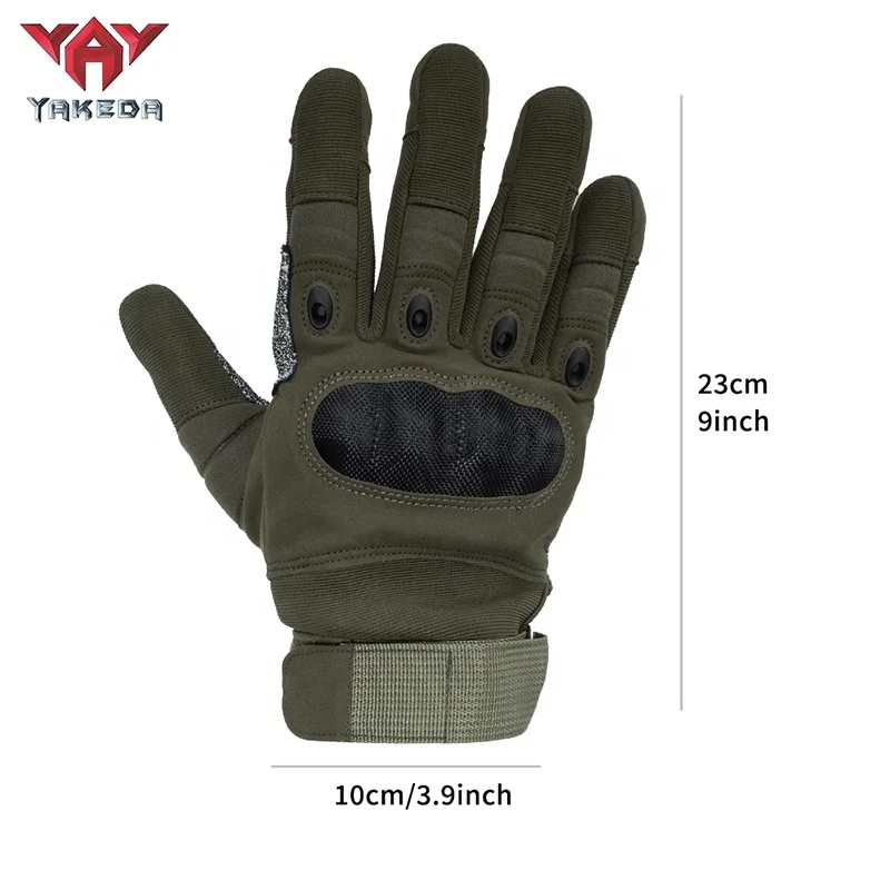YAKEDA Hard Knuckle Full Finger Tactical Gloves Combat Gloves Touch Screen Cycling Racing Utility Cut-resistant Gloves