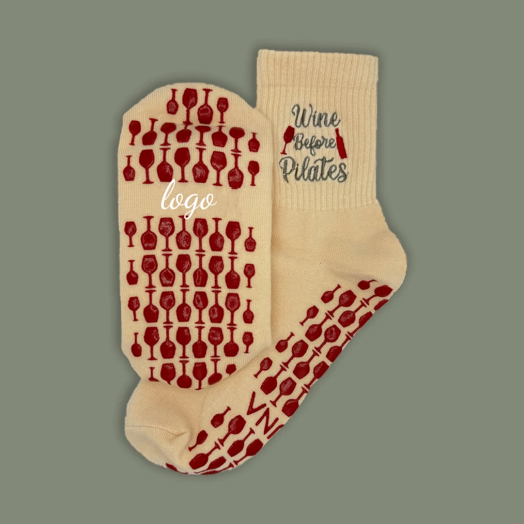 Goblet Letter Custom Design Non Slip Pilates Socks Beautiful Embroidery Yoga Ballet Dance Socks High Quality Anti Slip Socks