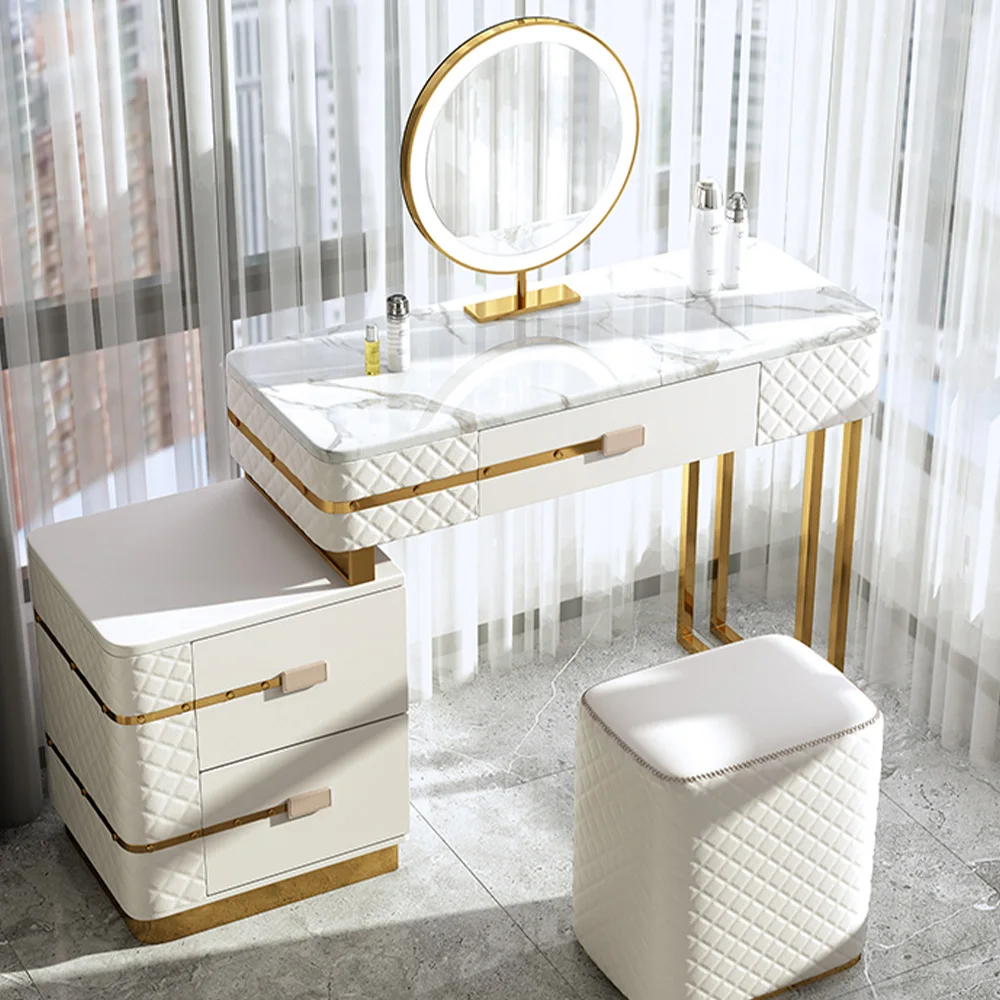 Nordic Luxury White Dressers With Mirror Vanity Makeup Modern Dresser Chair For Bedroom Furniture Dressing Room