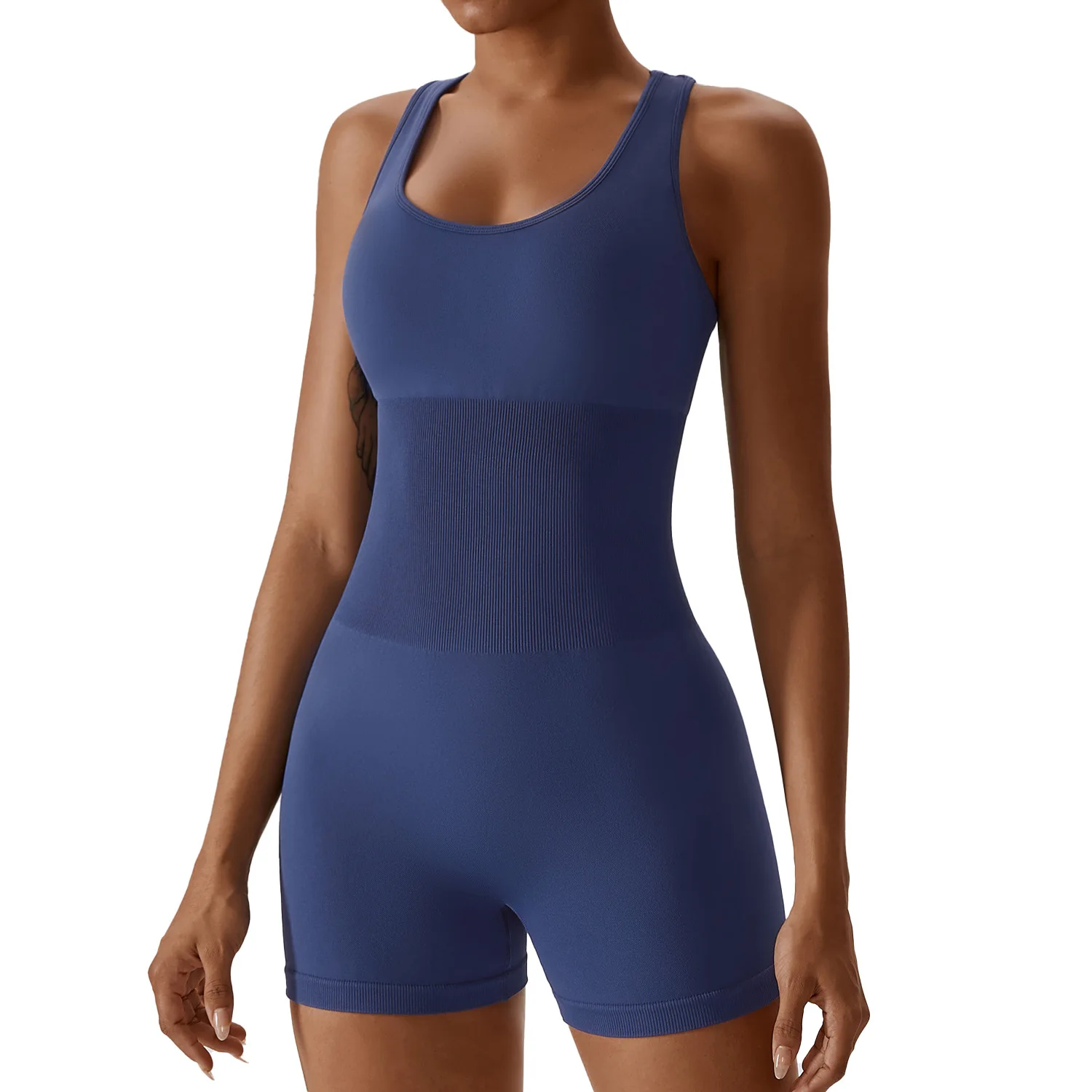 High elastic integrated back yoga suit, tight fitting one piece suit, seamless one piece yoga suit for women