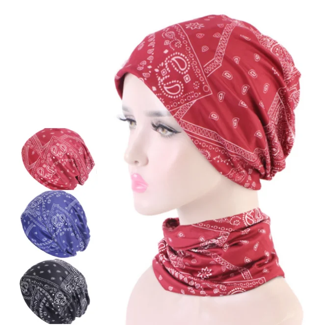 Elastic Cloth Multifunctional Cashew Flower Turban Cap Twist Cap Pile Pile Pullover Neck Sleeve Sweatband Pullover Hat