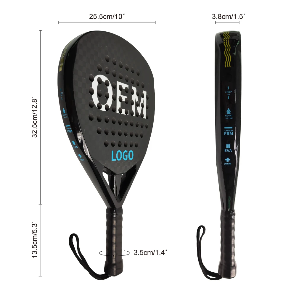 Good Quality 24K 9.1 Black Carbon 6K Eva Foam Soft Reanox Padel Racket