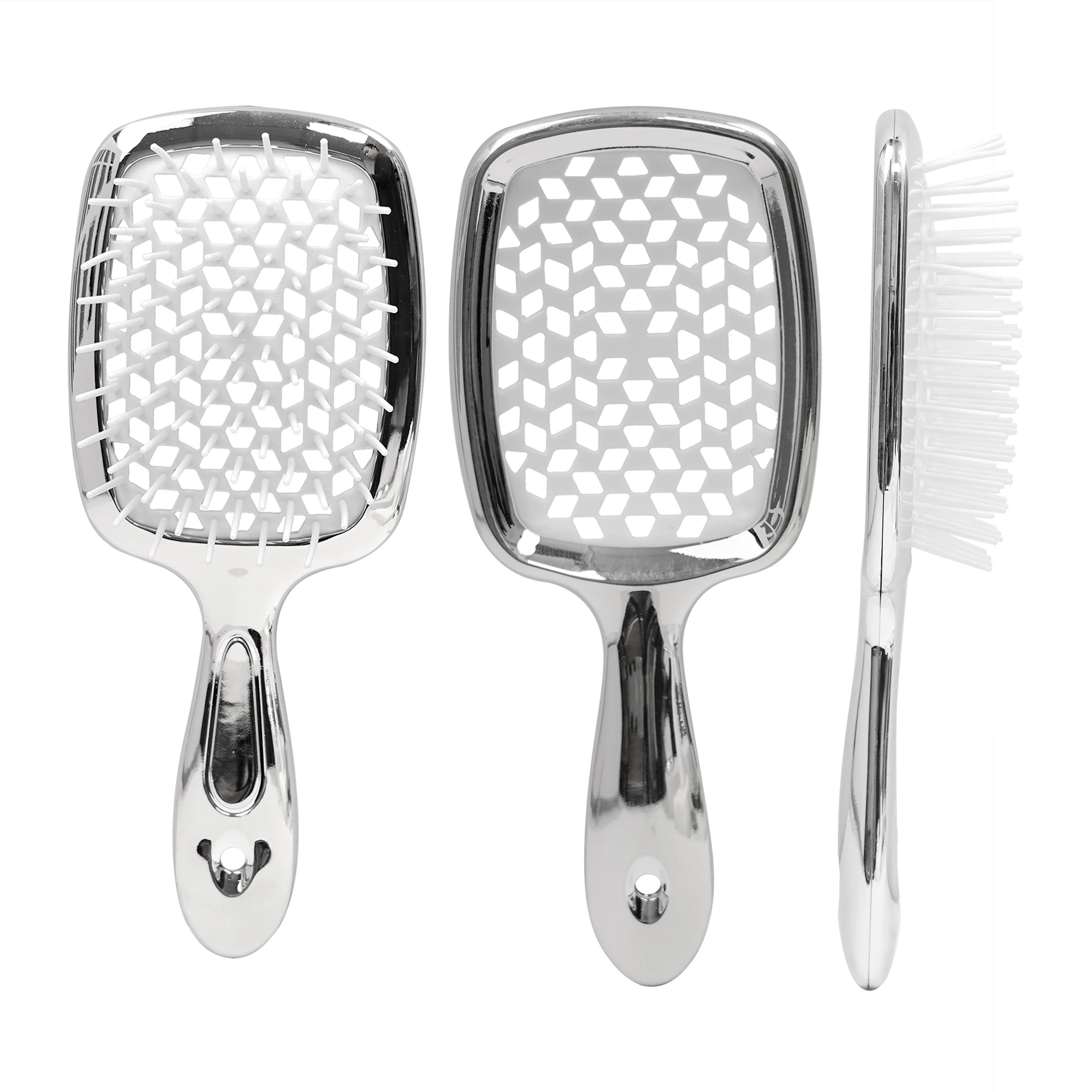Free Sample Hollowed-out Customized Logo scalp massage comb hair brush ABS Detangling Vent Shower Hair Brush