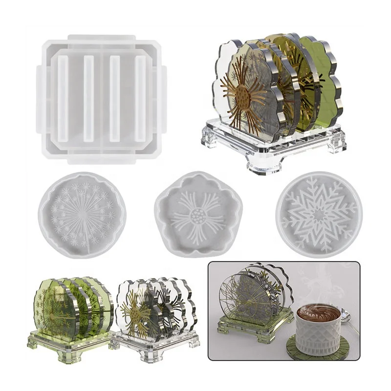 DIY Crafts Silicone Cherry Flower Coaster Resin Casting Molds Kit Cup Mat Coaster Epoxy Mould