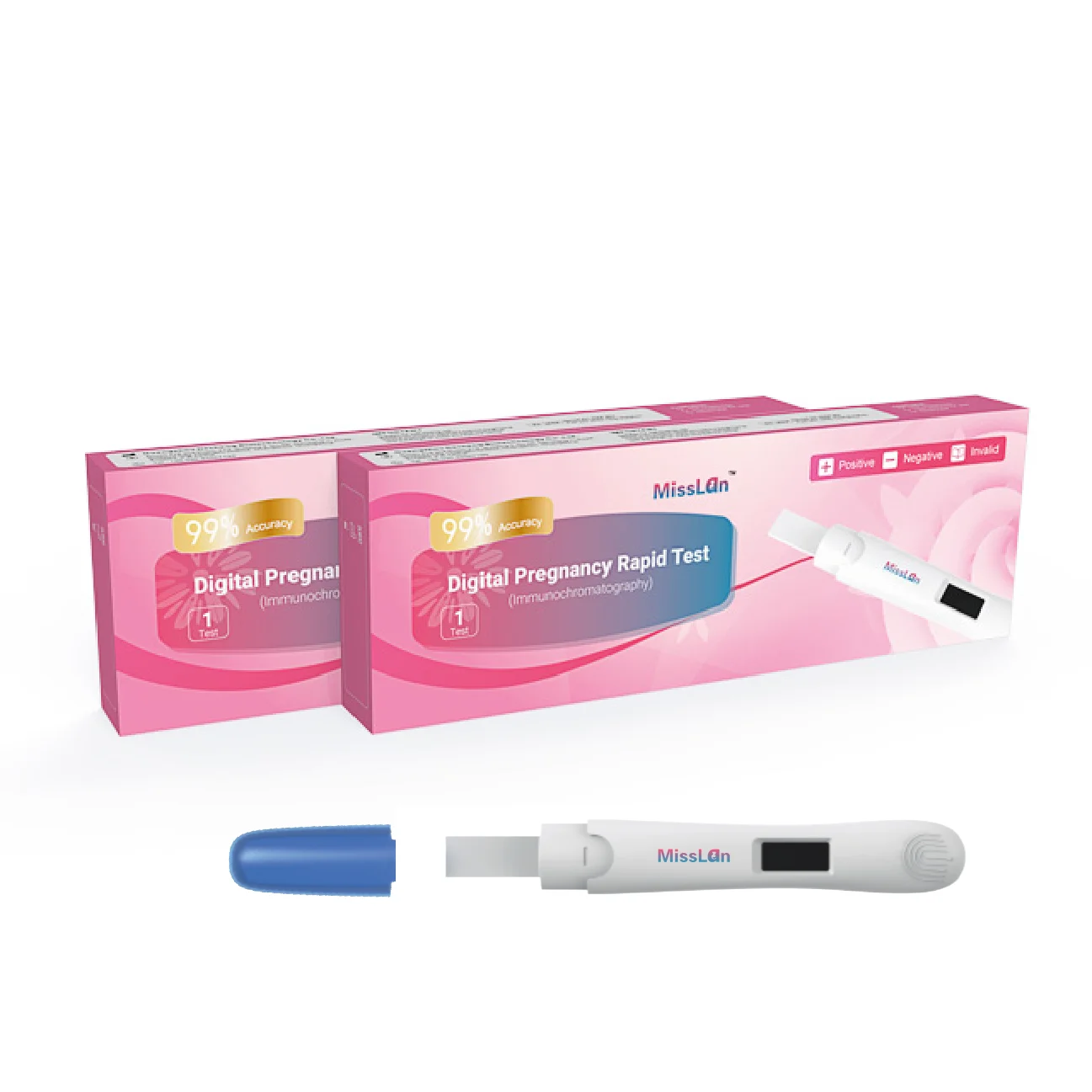 Electronic pregnancy device for hcg pregnancy test with pregnancy strip/cassette/midstream test kit available