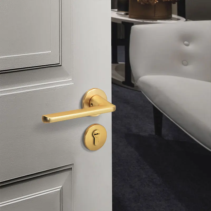 Yonfia A8183R02 Customized luxury brushed gold interior door handle lock set hardware Euro aluminum door handle lock